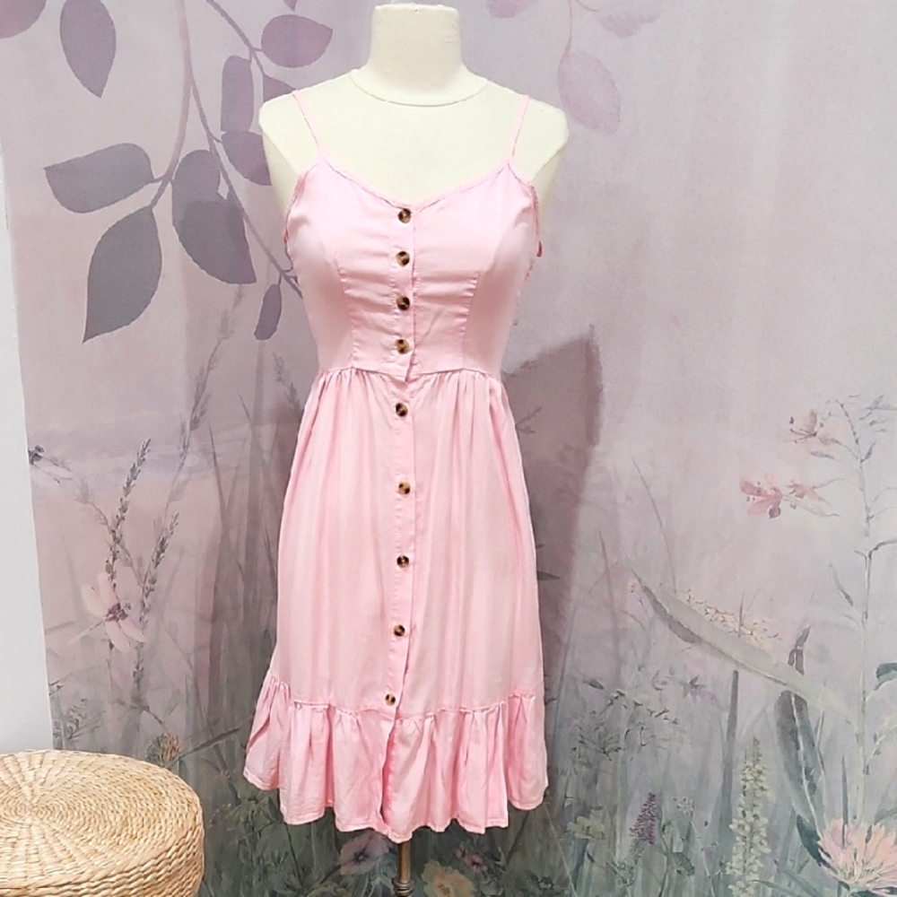 Love Tree Girls Pink Button-Down Sundress Size Small Pastel Pink